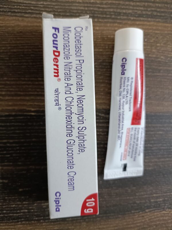 Four Derm (Clobetasol,Propionate,Neomycin Sulphate, Meconazole ,Natrate And Chlothexidin Gluconate Cream